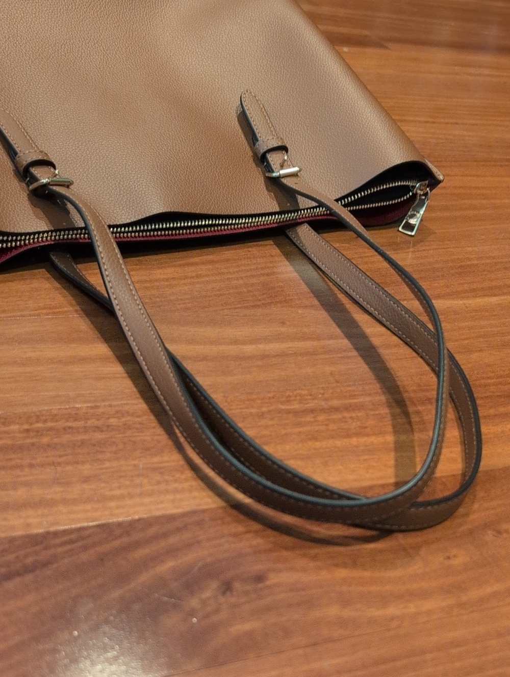 Coach Brown Pebbled Leather Tote with Gold Logo - Picture 6 of 7
